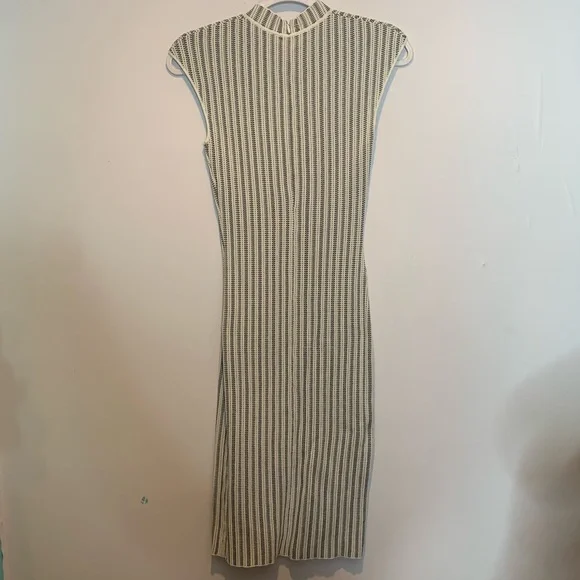 Reiss Vienna Jersey Knit Mock Neck Dress Black White Bodycon Back Zip - Picture 4 of 4